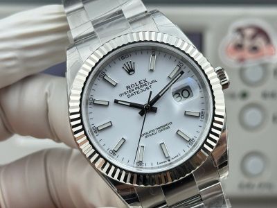 WKD Factory Rolex Datejust 3235 Movement 41mm Index White Oyster Watch